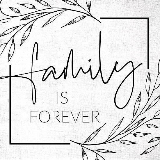 Lux + Me Designs LUX742 - LUX742 - Family is Forever  - 12x12 Inspirational, Family is Forever, Typography, Signs, Textual Art, Leaves, Greenery, Black & White from Penny Lane