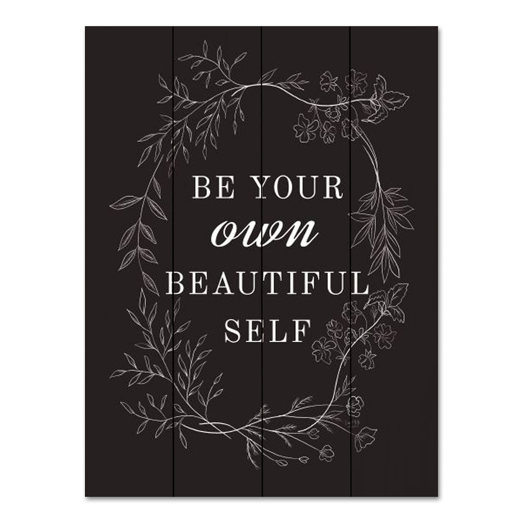 Lux + Me Designs LUX744PAL - LUX744PAL - Be Your Own Beautiful Self - 12x16 Be Your Own Beautiful Self, Wreath, Greenery, Leaves, Motivational, Typography, Signs from Penny Lane