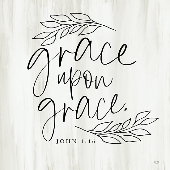 Lux + Me Designs LUX748 - LUX748 - Grace Upon Grace - 12x12 Religious, Grace Upon Grace, Bible Verse, John, Typography, Signs, Greenery from Penny Lane