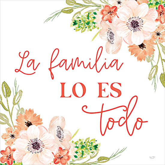 Lux + Me Designs LUX937 - LUX937 - La Familia lo es Todo - 12x12 Spanish, Inspirational, Family is Everything, Typography, Signs, Textual Art, Flowers, Pink Flowers from Penny Lane