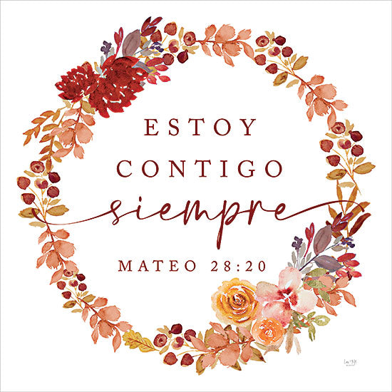 Lux + Me Designs LUX938 - LUX938 - Estoy Contigo Siempre - 12x12 Spanish, Religious, I am Always with You, Typography, Signs, Textual Art, Wreath, Flowers, Greenery from Penny Lane