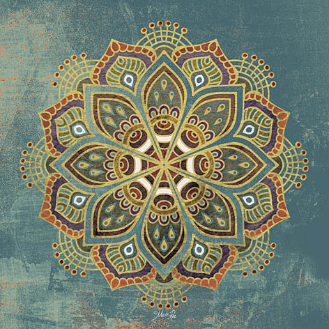 Marla Rae MA2372A - MA2372A - Boho Medallion I - 12x12 Medallion, Teal, Patterns from Penny Lane