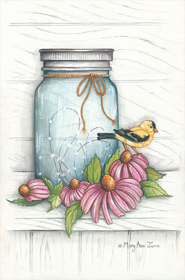 Mary Ann June MARY537 - MARY537 - Goldfinch and Flowers - 12x18 Mason Jar, Goldfinch, Flowers from Penny Lane
