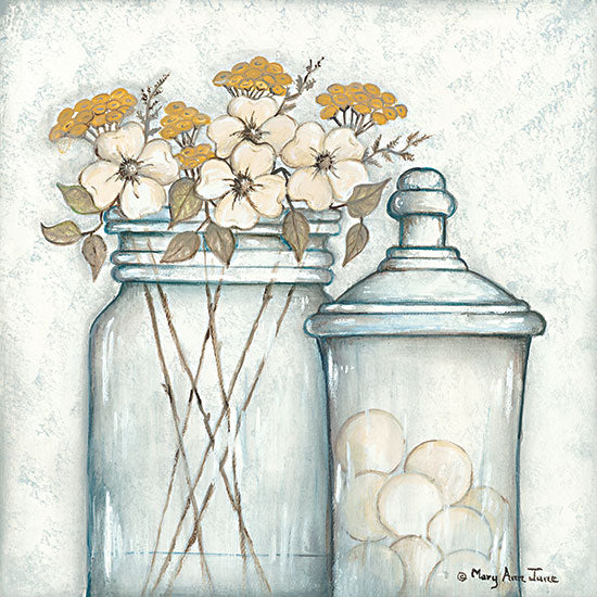 Mary Ann June MARY545 - MARY545 - Pretty Simple - 12x12 Flowers, Still Life, Glass Jars, Primitive from Penny Lane