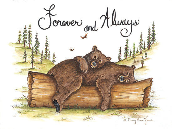 Mary Ann June MARY610 - MARY610 - Forever and Always - 16x12 Inspirational, Couples, Spouses, Forever and Always, Typography, Signs, Textual Art, Bears, Brown Bears, Log, Trees, Whimsical from Penny Lane