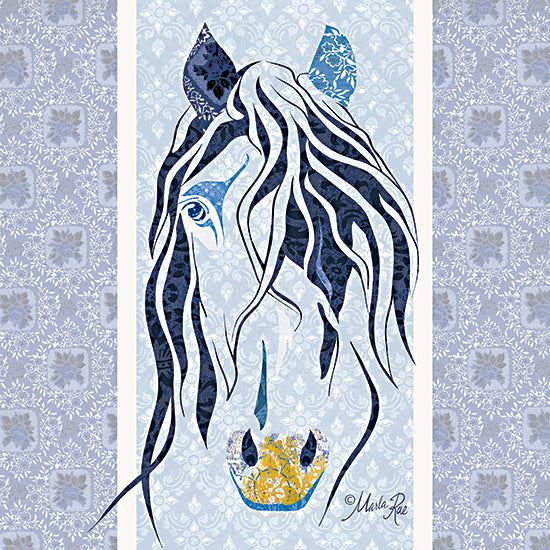 Marla Rae MAZ5596 - MAZ5596 - Bluestar the Horse - 12x12 Horse, Portrait, Blue & White, Designs from Penny Lane