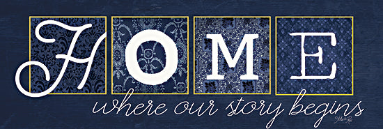 Marla Rae MAZ5609A - MAZ5609A - Home Where Our Story Begins - 36x12 Home, Blue & White, Sign, Story, Wedding, Family from Penny Lane