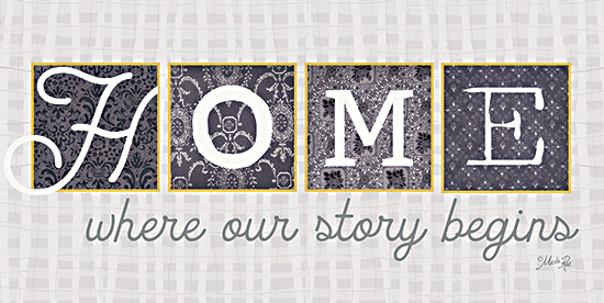 Marla Rae MAZ5612 - MAZ5612 - Home Where Our Story Begins in Gray - 18x9 Home, Gray & White, Designs, Block Letters, Signs from Penny Lane