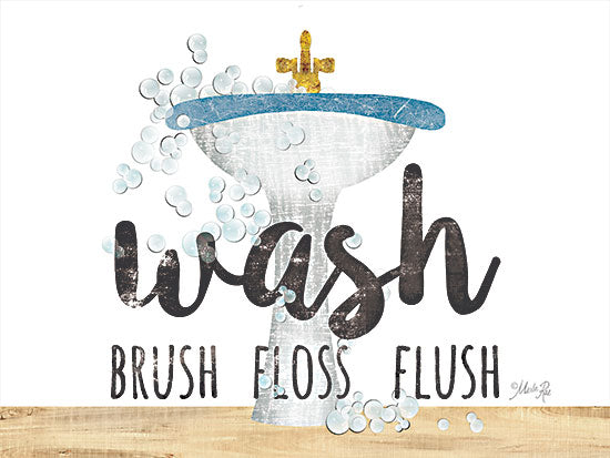 Marla Rae MAZ5649 - MAZ5649 - Wash - Brush - Floss - Flush - 16x12 Bath, Sink, Bathroom Words, Bubbles from Penny Lane