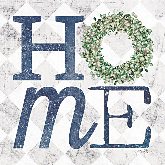 Marla Rae MAZ5698 - MAZ5698 - Home with Eucalyptus Wreath III - 12x12 Home, Wreath, Eucalyptus, Signs from Penny Lane