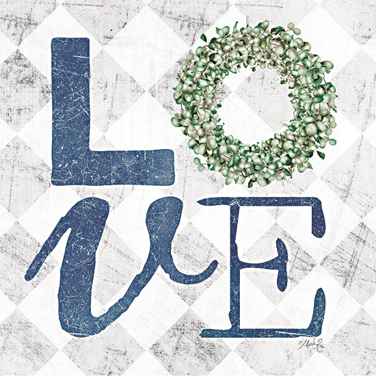 Marla Rae MAZ5699 - MAZ5699 - Love with Eucalyptus Wreath III - 12x12 Love, Wreath, Eucalyptus, Signs from Penny Lane