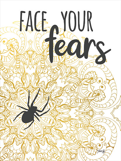 Marla Rae MAZ5787 - MAZ5787 - Face Your Fears Spider - 12x16 Face Your Fears, Spider, Motivational, Signs, Gold, Pattern, Tween  from Penny Lane