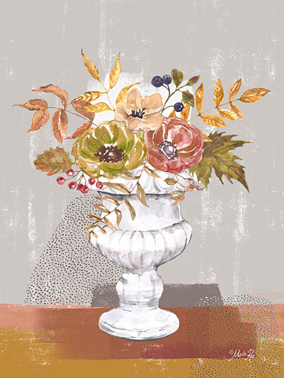 Marla Rae MAZ5796 - MAZ5796 - Fall Floral II - 12x16 Flowers, White Vase, Autumn, Still Life, Leaves, Abstract from Penny Lane