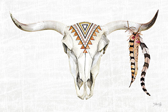 Marla Rae MAZ5816 - MAZ5816 - Tribal Skull I - 18x12 Skull, Feathers, Southwestern, Neutral Palette, Tribal Pattern from Penny Lane