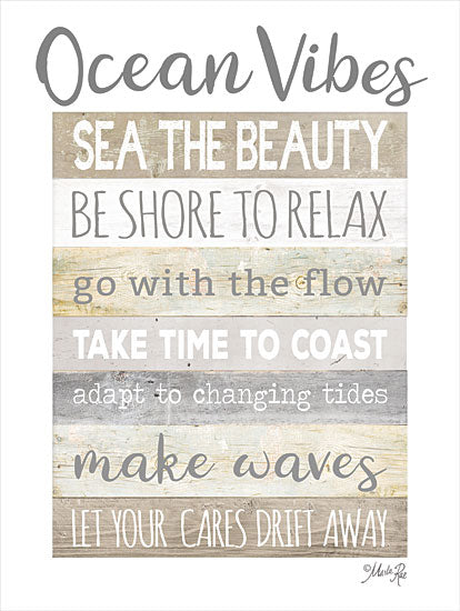 Marla Rae MAZ5821 - MAZ5821 - Ocean Vibes - 12x16 Ocean Vibes, Wood Slates, Coastal, Neutral Palette, Leisure, Rules, Typography, Signs from Penny Lane