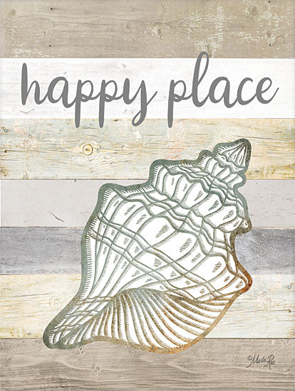 Marla Rae MAZ5824 - MAZ5824 - Happy Place Shell - 12x16 Happy Place Shell, Wood Slates, Coastal, Neutral Palette, Shell from Penny Lane