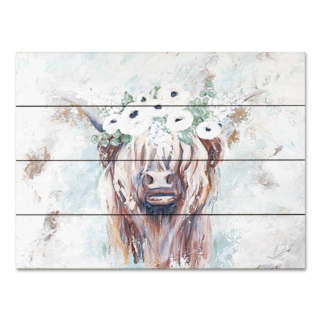 Mackenzie Kissell MKA121PAL - MKA121PAL - Jolene the Cow - 16x12 Cow, Flowers, Floral Crown, Whimsical, Portrait, Highland Cow from Penny Lane