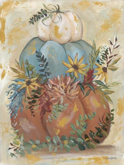 Mackenzie Kissell MKA150 - MKA150 - Boho Pumpkin Stack - 12x16 Still Life, Pumpkins, Flowers, Fall, Bohemian, Greenery, Abstract, Cottage/Country from Penny Lane