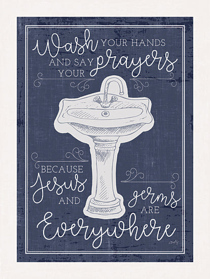 Misty Michelle MMD405 - MMD405 - Wash Your Hands    - 12x16 Wash Your Hands, Bath, Bathroom, Blue and White, Rustic, Humorous,  Country, Signs from Penny Lane