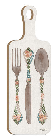 Michele Norman MN199CB - MN199CB - Floral Flatwear - 6x18 Kitchen, Cutting Board, Flowers, Whimsical, Kitchen Utensils, Fork, Knife, Spoon from Penny Lane