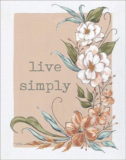 Michele Norman MN229 - MN229 - Live Simply    - 12x16 Live Simply, Flowers, Botanical, Motivational, Signs from Penny Lane