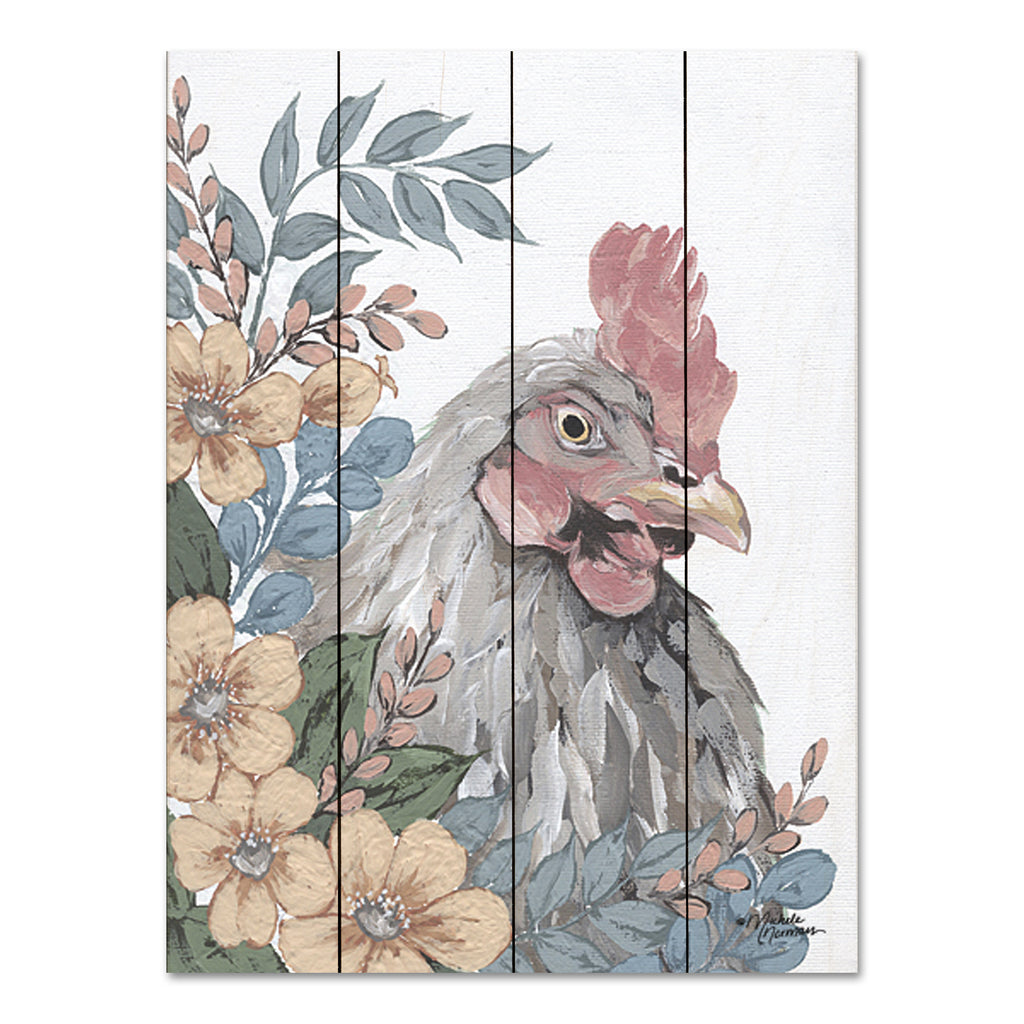 Michele Norman MN263PAL - MN263PAL - Hen in the Garden     - 12x16 Hen, Chicken, Flowers, Whimsical, French Country from Penny Lane