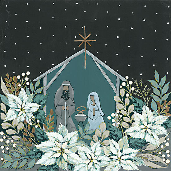 Michele Norman  MN288 - MN288 - Floral Nativity - 12x12 Nativity, Holy Family, Christmas, Manger, Flowers, Religious, Poinsettias from Penny Lane