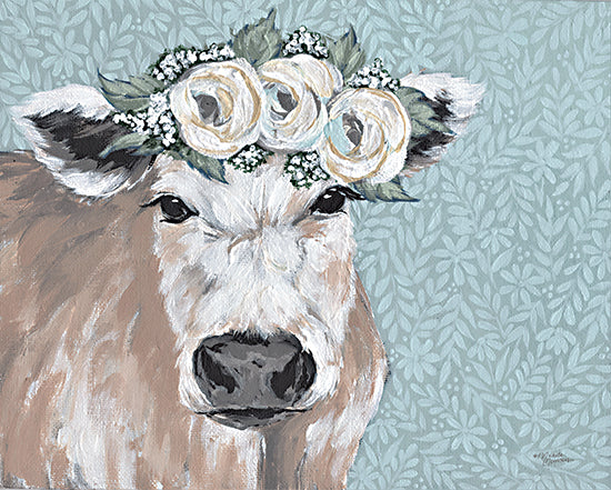 Michele Norman MN304 - MN304 - Julia     - 16x12 Cow, Flowers, White Flowers, Floral Crown, Whimsical from Penny Lane