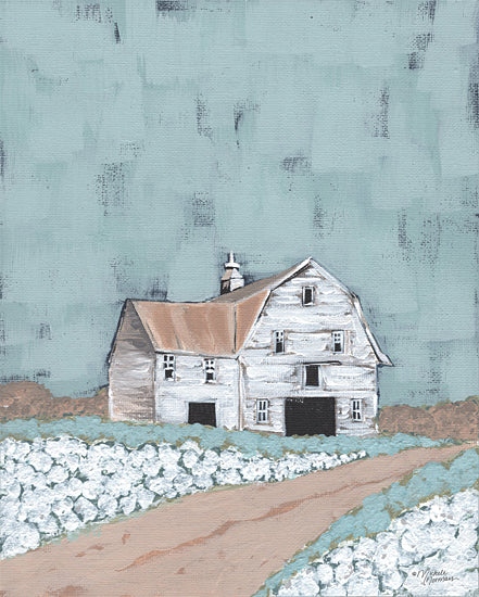Michele Norman MN305 - MN305 - Raised in a Barn    - 12x16 Abstract, Farm, Barn, White Barn, Blue & White from Penny Lane