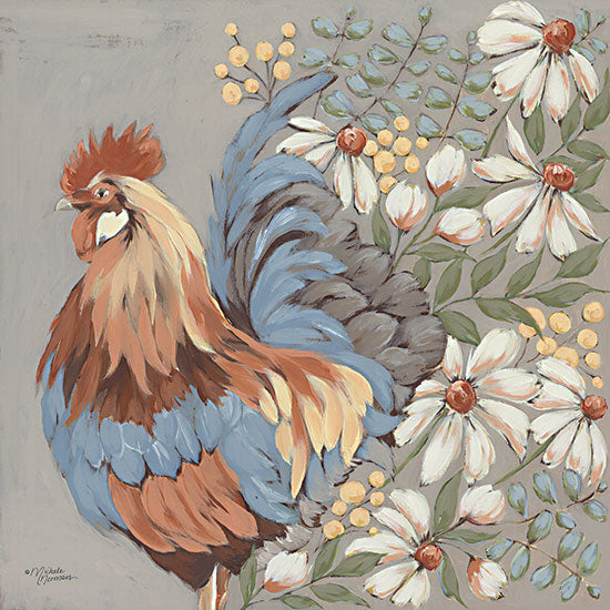 Michele Norman MN325 - MN325 - Ruler of the Roost - 12x12 Whimsical, Rooster, Flowers, Farmhouse/Country, Greenery, Berries from Penny Lane
