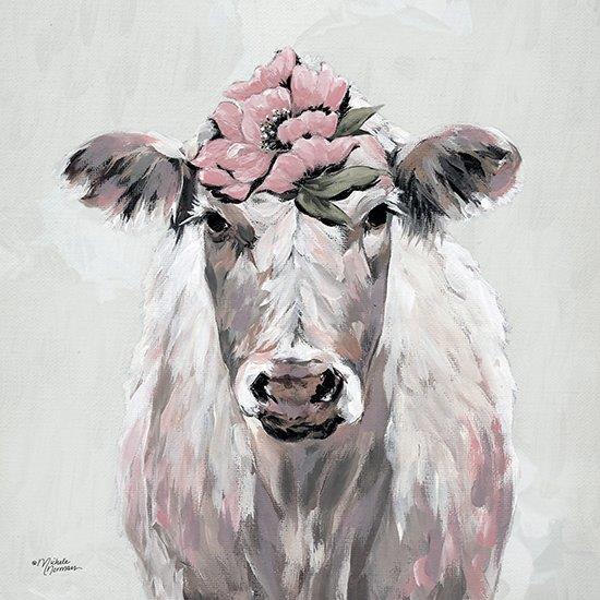 Michele Norman MN339 - MN339 - Pretty in Pink Cow - 12x12 Cow, Flowers, Pink Flowers, Floral Crown, Whimsical from Penny Lane