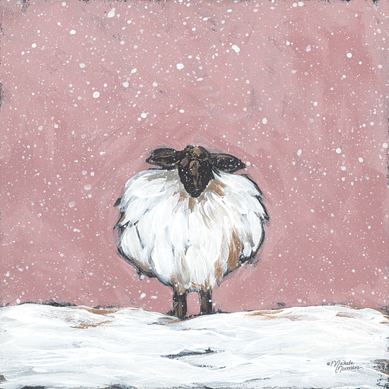 Michele Norman MN356 - MN356 - Pastel Pink Winter Sheep - 12x12 Sheep, Animals, Winter, Snow, Whimsical from Penny Lane