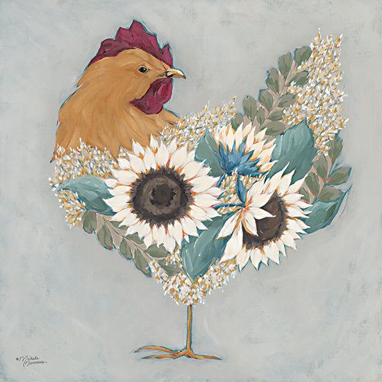 Michele Norman  MN362 - MN362 - Farmhouse Floral Hen    - 12x12 Whimsical, Hen, Chicken, Sunflowers, Flowers, Fall, Floral Hen, Farmhouse/Country from Penny Lane