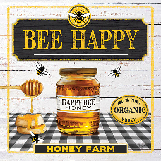 Mollie B. MOL2045 - MOL2045 - Honey - 12x12 Signs, Typography, Bee Happy, Honey, Plaid, Bees from Penny Lane
