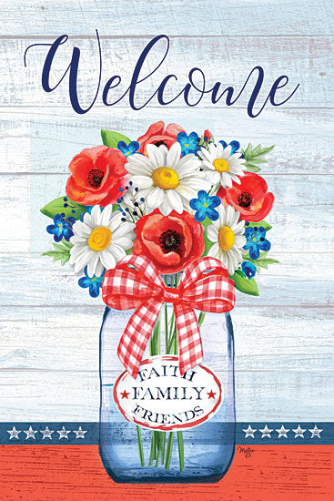 Mollie B. MOL2052 - MOL2052 - Patriotic Glass Jar - 12x18 Signs, Typography, Welcome, Patriotic Glass Jar, Flowers, Plaid Bow from Penny Lane