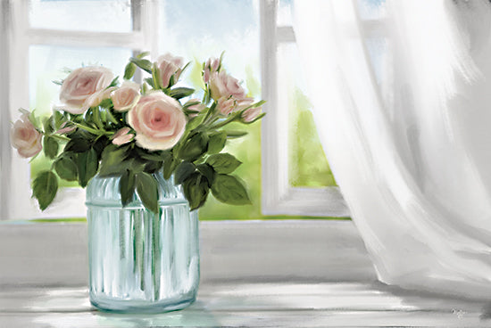 Mollie B. MOL2062 - MOL2062 - Summer Breeze - 18x12 Flowers, Roses, Pink Roses, Bouquet, Vase, Windowsill, Summer from Penny Lane