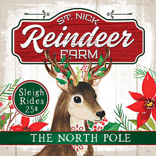 Mollie B. MOL2080 - MOL2080 - Reindeer Farm - 12x12 Reindeer Farm, Reindeer, Holidays, Whimsical, Signs from Penny Lane