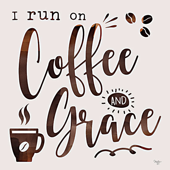 Mollie B. MOL2153 - MOL2153 - Coffee and Grace - 12x12 Coffee and Grace, I Run on Coffee and Grace, Humorous, Coffee, Drink, Kitchen, Signs from Penny Lane