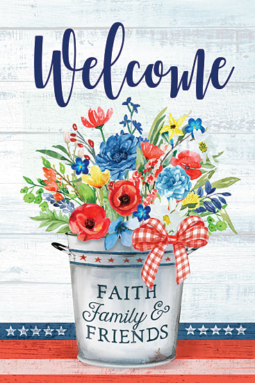 Mollie B. MOL2179 - MOL2179 - Patriotic Flowers - 12x16 Welcome, Greeting, Patriotic, Bucket, Faith, Family, Friends, Flowers, Bouquet, Summer, Signs from Penny Lane