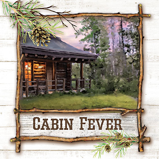 Mollie B. MOL2221 - MOL2221 - Cabin Fever - 12x12 Lodge, Cabin, Log Cabin, Front Porch, Cabin Fever, Typography, Signs, Textual Art, Trees, Woods, Framed Art, Sticks from Penny Lane