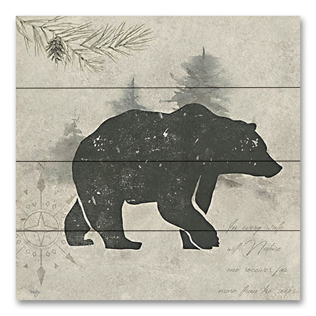 Mollie B. MOL2226PAL - MOL2226PAL - Wildlife Series Bear - 12x12 Lodge, Bear, Animal, Wildlife, Rustic, Pine Tree Branch, Compass, Nature, Typography from Penny Lane