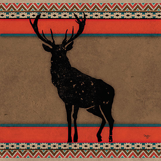 Mollie B. MOL2233 - MOL2233 - Out West Deer - 12x12 Lodge, Deer, Southwestern, Aztec Pattern, Pattern, Silhouette from Penny Lane