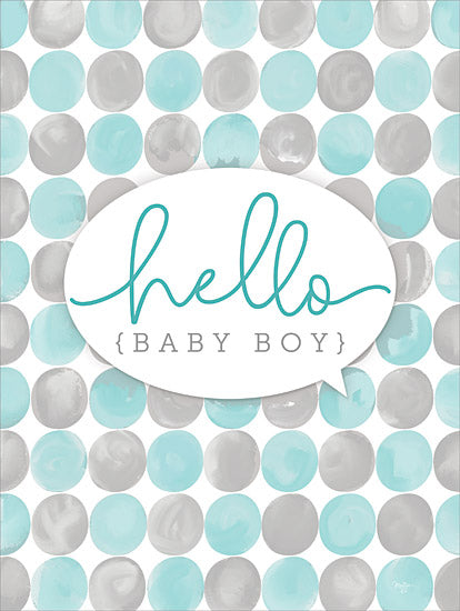 Mollie B. MOL2486 - MOL2486 - Hello Baby Boy - 12x16 New Baby, Baby, Polka Dots, Hello Baby Boy, Patterns, Typography, Signs from Penny Lane