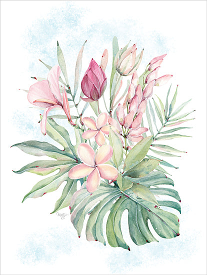 Mollie B. MOL2488 - MOL2488 - Tropical Beauty - 12x16 Coastal, Tropical, Flowers, Pink Flowers, Palms, Leaves, Summer from Penny Lane