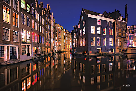 Martin Podt MPP716 - MPP716 - Building Row Reflections 3 - 18x12 Photography, Buildings, Night, Lights, Reflection, Waterfront Property from Penny Lane