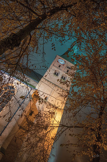 Martin Podt MPP773 - MPP773 - Church in Fall - 12x18 Photography, Church, Religious, Church Steeple, Trees, Fall, Leaves, Looking Up from Penny Lane