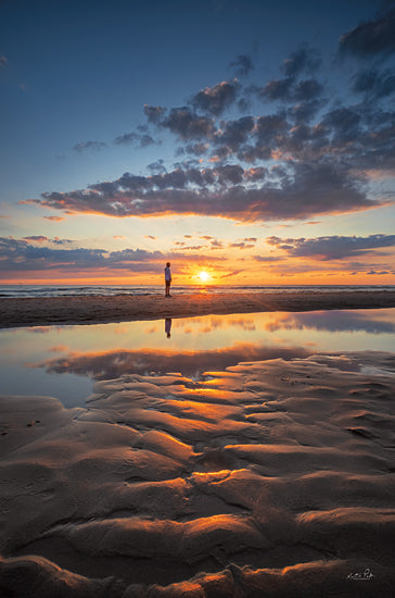 Martin Podt MPP851 - MPP851 - Peaceful Sunset - 12x18 Peaceful Sunset, Sunset, Person, Coastal, Reflection, Photography from Penny Lane