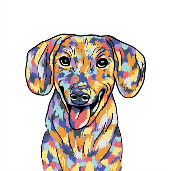 Masey St. Studios MS209 - MS209 - Rainbow Dachshund - 12x12 Whimsical, Animals, Pets, Dog, Dachshund, Rainbow Colored, Watercolor from Penny Lane
