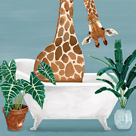 Masey St. Studios MS264 - MS264 - Giraffe in Tub - 12x12 Bath, Bathroom, Bathtub, Giraffe, Whimsical, Plants, Houseplants, Potted Plants from Penny Lane