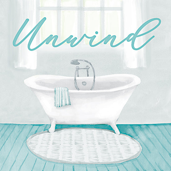 Masey St. Studios MS266 - MS266 - Unwind Tub - 12x12 Bath, Bathroom, Unwind, Typography, Signs, Textual Art, Bathtub, Window, Blue and White from Penny Lane